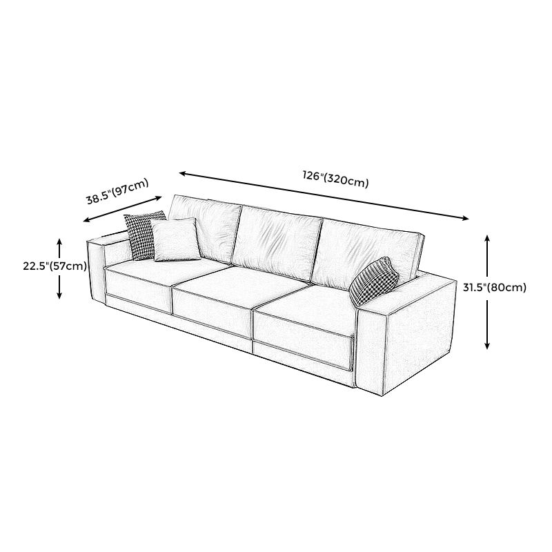 Square Arm Dark Gray Cushion Back Removable Cushions Storage Sofa