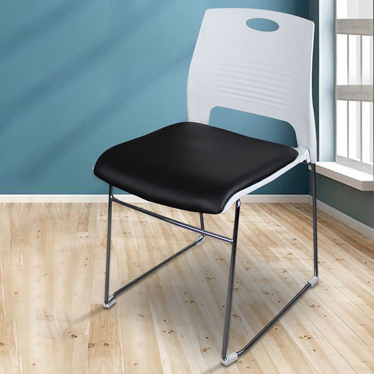 Silver Steel Frame Conference Chair Plastic Low Back Conference Chair