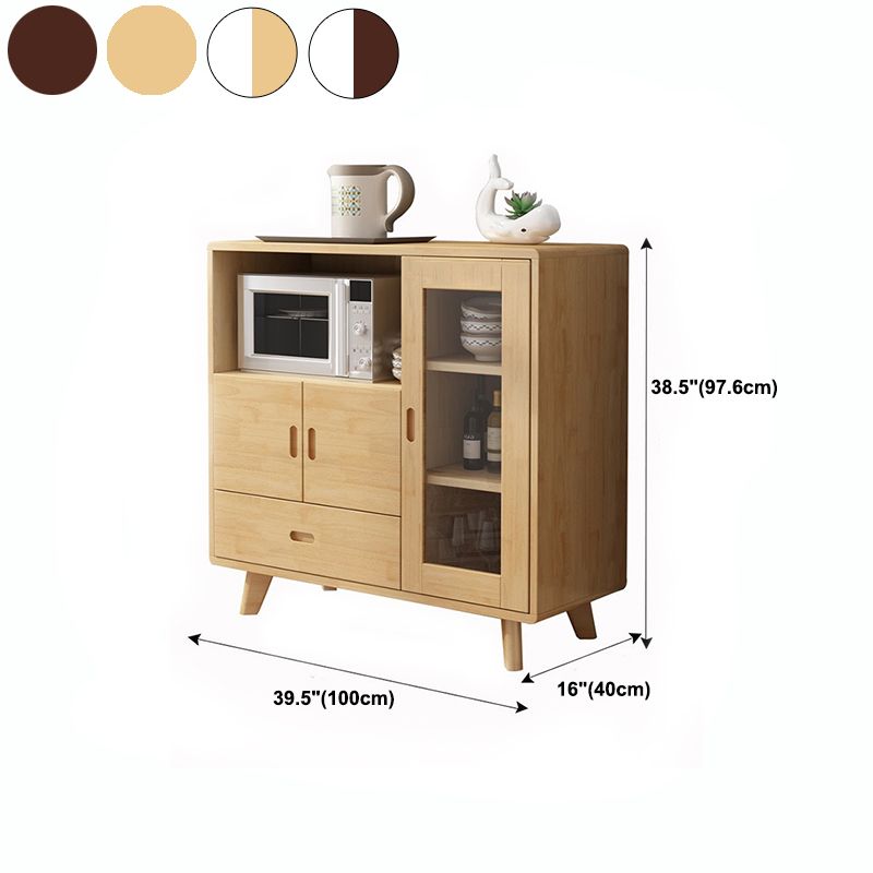 Modern Rubberwood Dining Hutch Standard 3-Door Hutch Cabinet for Dining Room