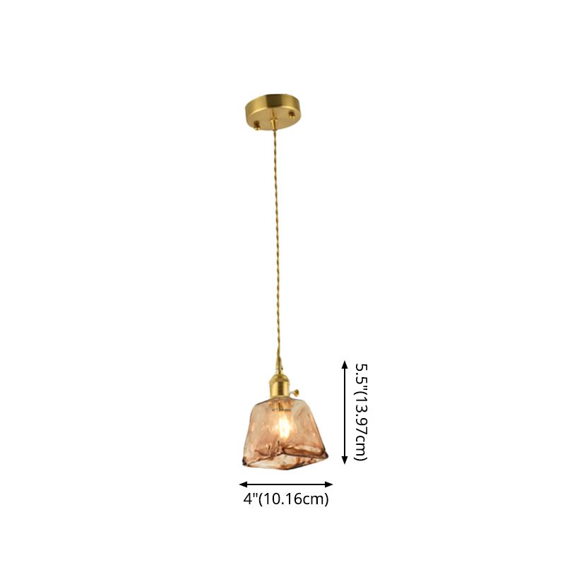 Messing gearceerde druppel hanger vintage handgemaakt tan glas 1-bulb woonkamer slinger licht licht