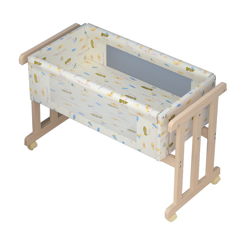 Solid Wood Rectangle Crib Cradle Upholstered Crib Cradle for Baby