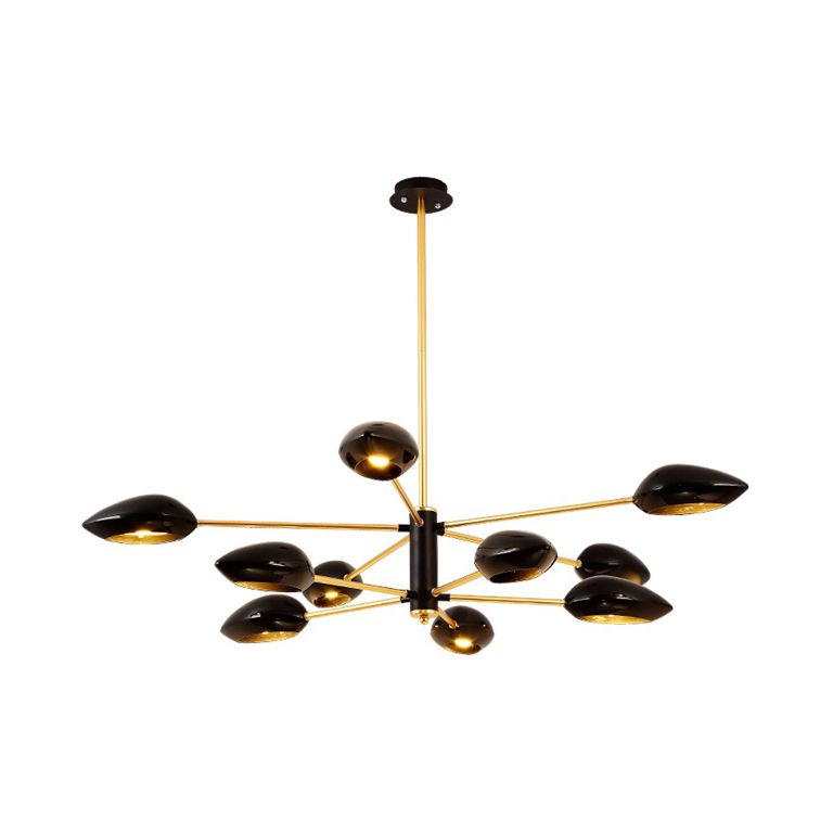 Ellipse Dining Room Hanging Light Contemporary Metal 5/6/8 Lights Black/White Chandelier Light Fixture