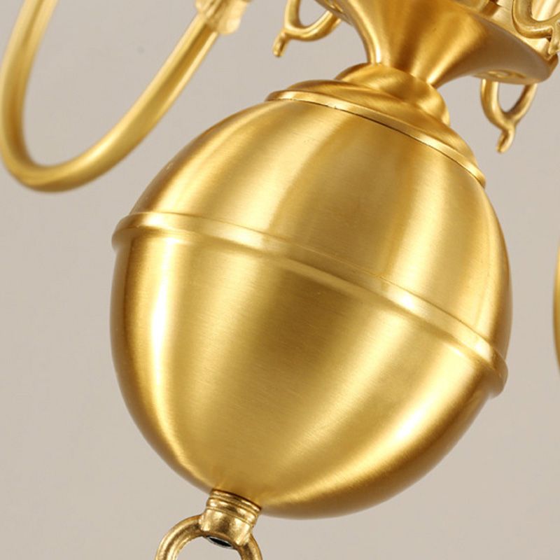 Kolonialistische kaarsenhangende hanger 6 koppen metalen kroonluchter verlichtingsarmatuur in goud voor keuken