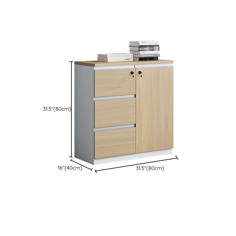 Nordic Style Lateral File Cabinet Wood File Cabinet with Locking Storage