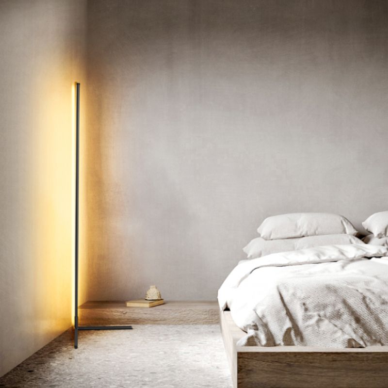 Modern Style Strip Shape Floor Lighting Metal 1 Light Floor Lamp for Bedroom