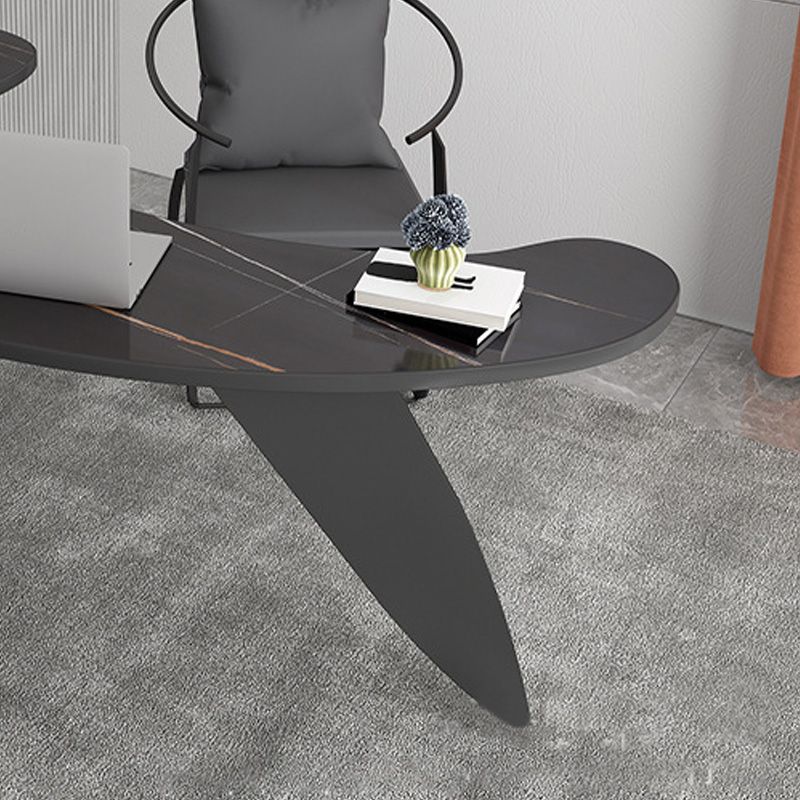 Industrial Stone Office Desk 29.53-inch Tall Black Writing Desk