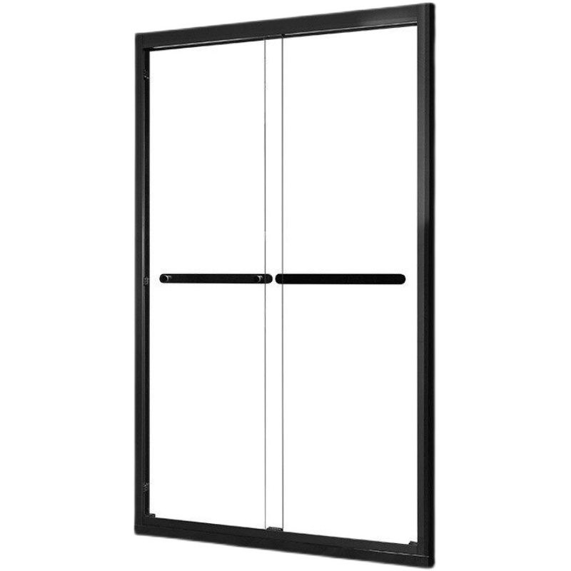 Framed Double Sliding Shower Bath Door Black Tempered Shower Doors