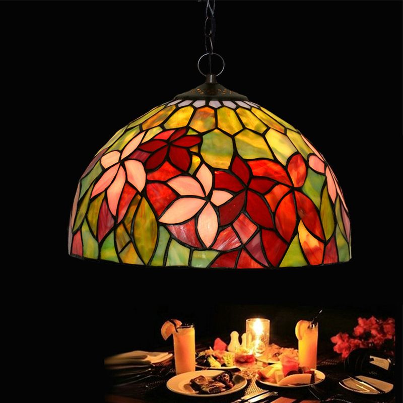 12 "/ 16" de large Black 1/2 lumières lustre d'éclairage de lustre Méditerranéen Red Glass Petal Pendant