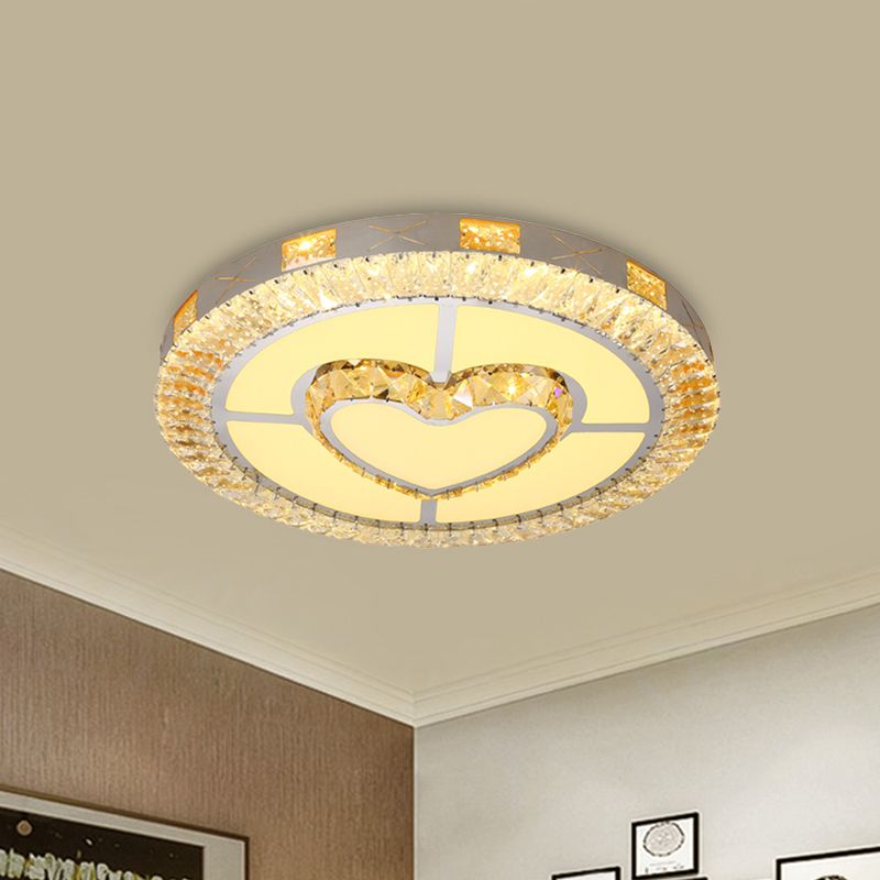 Clear Inlaid Crystal LED Ceiling Light Modern Chrome Diamond/Flower/Star Bedroom Flush-Mount Light Fixture