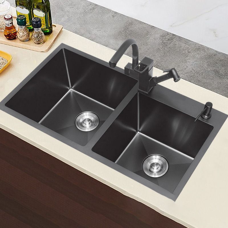 Classic Style Kitchen Sink Stainless Steel Kitchen Double Sink with Drain Strainer Kit