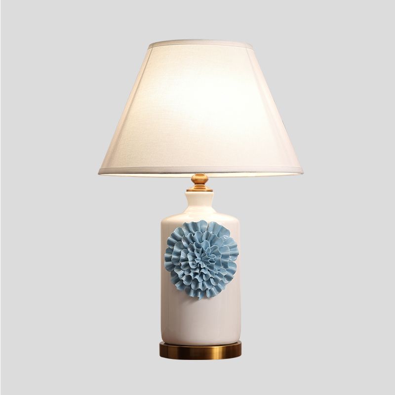 19.5"/23.5" Long 1 Bulb Cone/Bell Table Light Pastoral Sky Blue/Purple/Pink Metal Nightstand Lamp for Bedroom