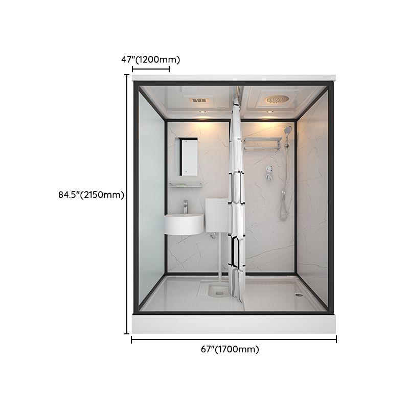 Modern Rectangular Sliding Shower Enclosure Framed Shower Enclosure with Tempered Glass