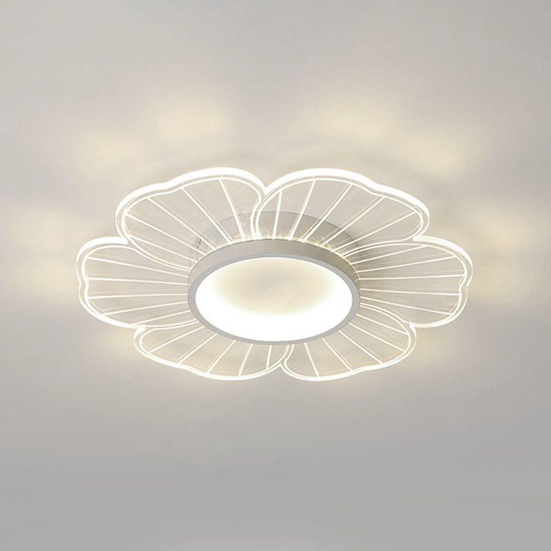 Modern Flower Shape Ceiling Fixture Metal Flush Light with Acrylic Shade for Living Room