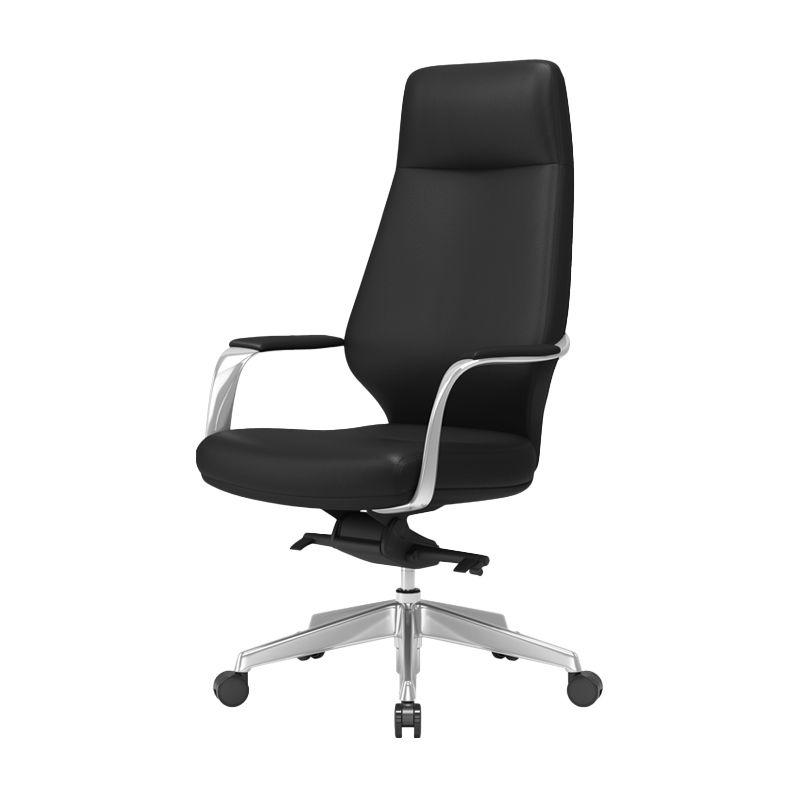 Fixed Arms Desk Chair Modern No Distressing Leather Ergonomic Office Chair