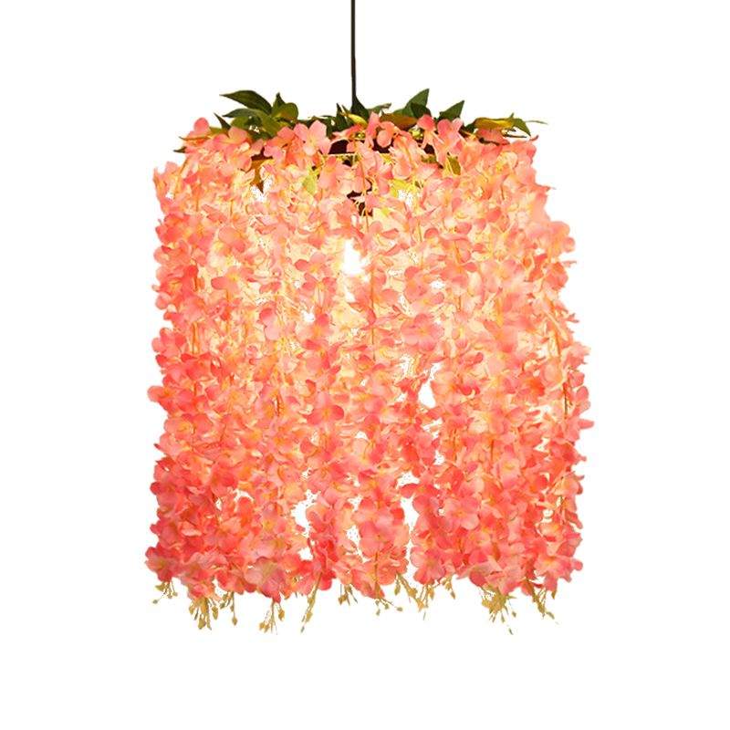 Suspension à suspension en métal floral antique 1 Restaurant de tête plafond LED Light en rose