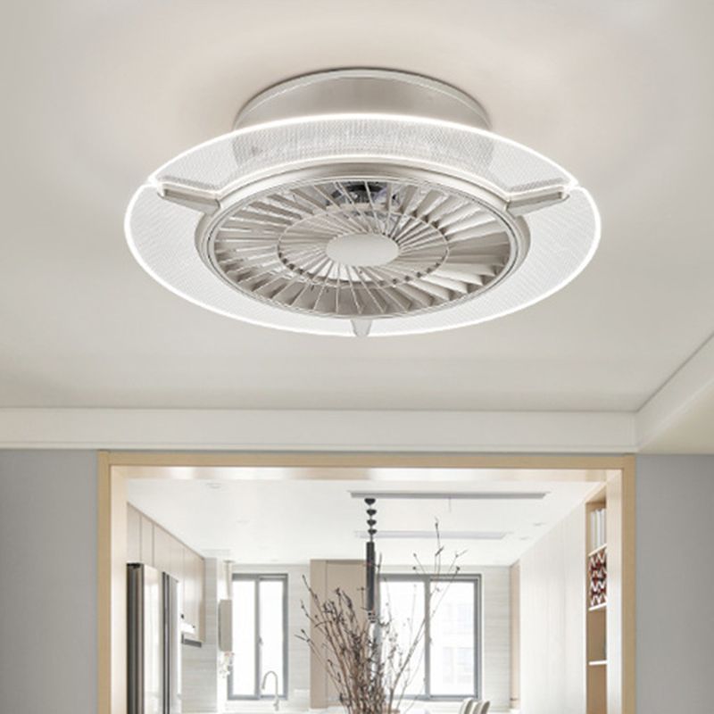 Éclairage de ventilateur de plafond en or / argent modernisme modernisme rond / hexagone semi-mmount pour le salon, 23,5 "de large