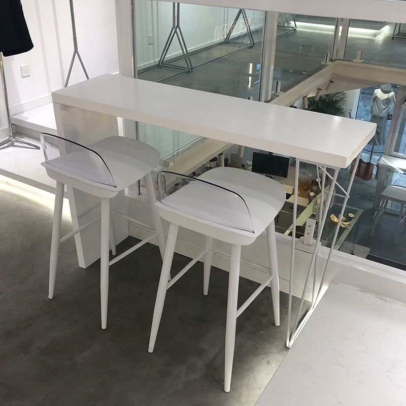 White Modern Style Rectangle Bar Table in Wood and Metal Milk Tea Shop Bar Table