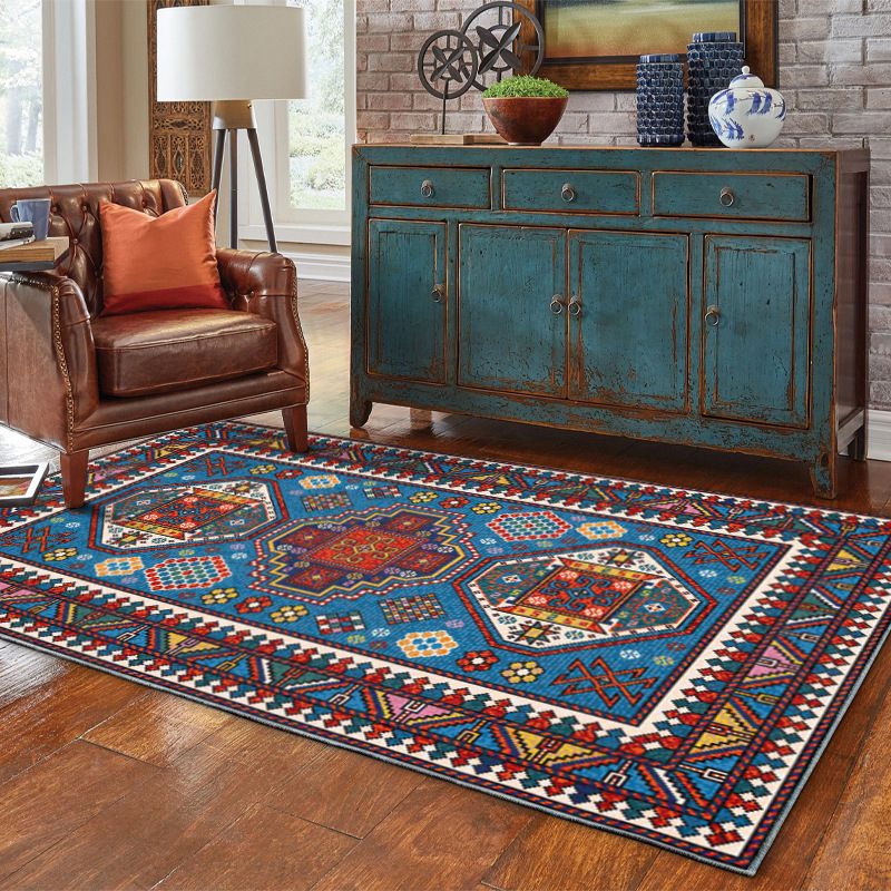 Boho Tribal Totem Rug Multicolor Polyester Carpet Stain Resistant Area Rug for Home Decoration