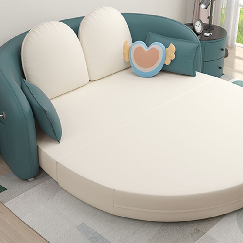 Modern Style Solid Wood Daybed Faux Leather Upholstered Daybed