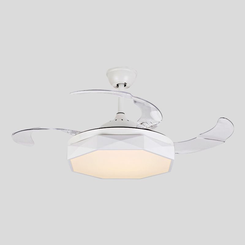 Prismy Living Room Ceiling Fan Light Metallic 15.5" Wide LED Nordic Semi Flush Mount, 4 Blades