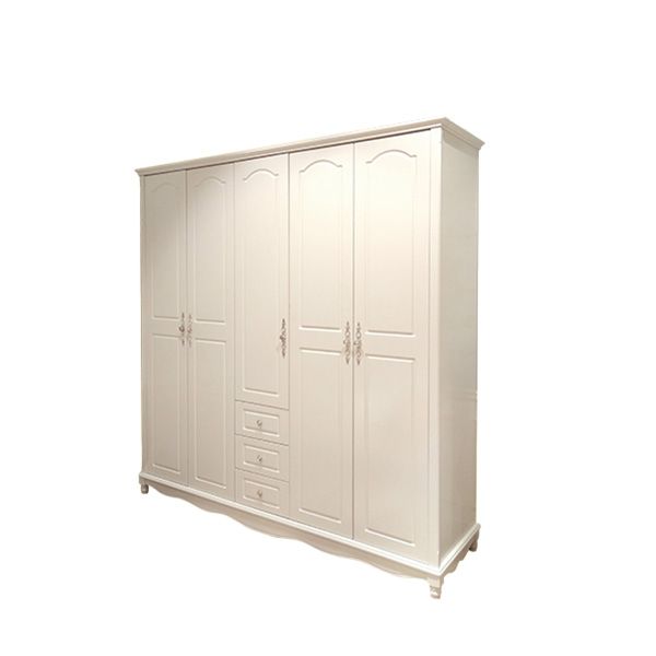 White Solid Wood Wardrobe Armoire Contemporary Hanging Clothes Rack