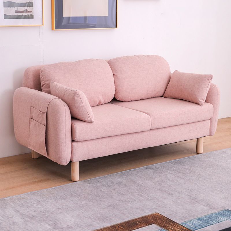 Contemporary Square Arm Sofa Linen Standard Sofa for Living Room, Apartment