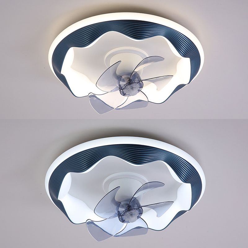 Metal Round Shape Ceiling Fan Modern Style 2-Lights Ceiling Fans Fixtures