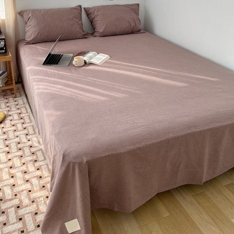 Cotton Bed Sheet Pure Color Breathable Soft Simple Bed Sheet Set