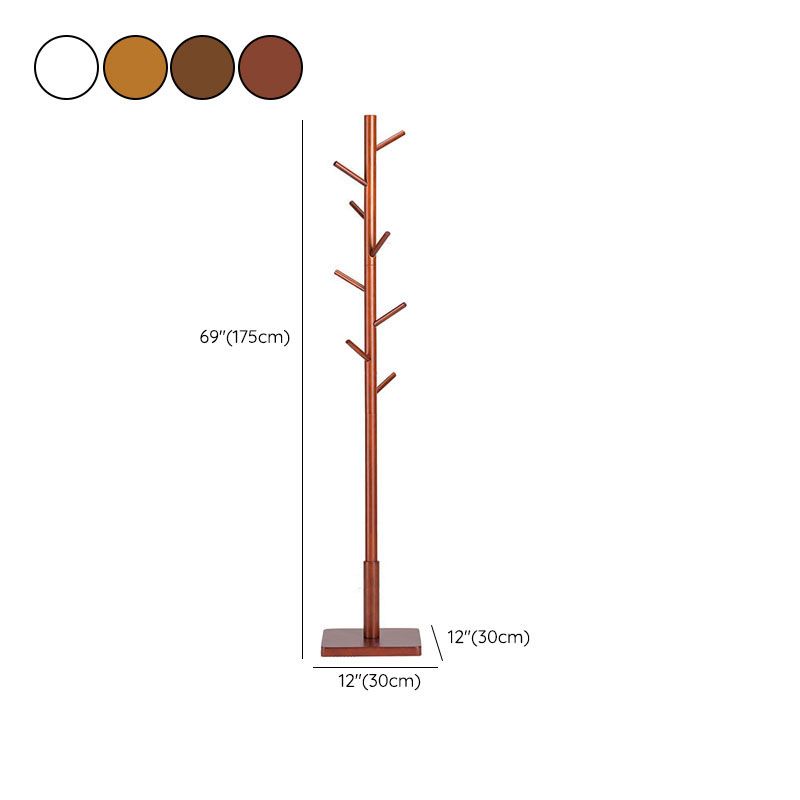 68.9" Hall Tree with Storage Hook , Rubberwood Solid Wood Free Standing Hall Tree