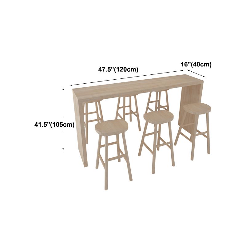 Moderne bar eettafel indoor rechthoek houten balk tafel met dubbele voetstuk (alleen tafel)