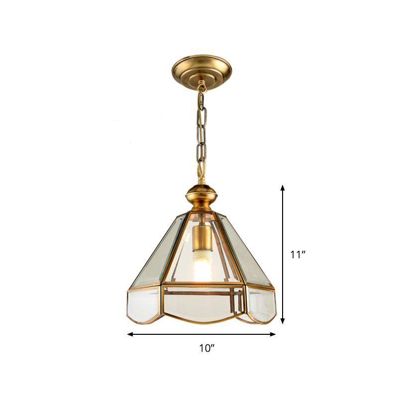 Kegel gang hanglampverlichting eenvoudig helder glas 1 kop goud plafond hang armatuur