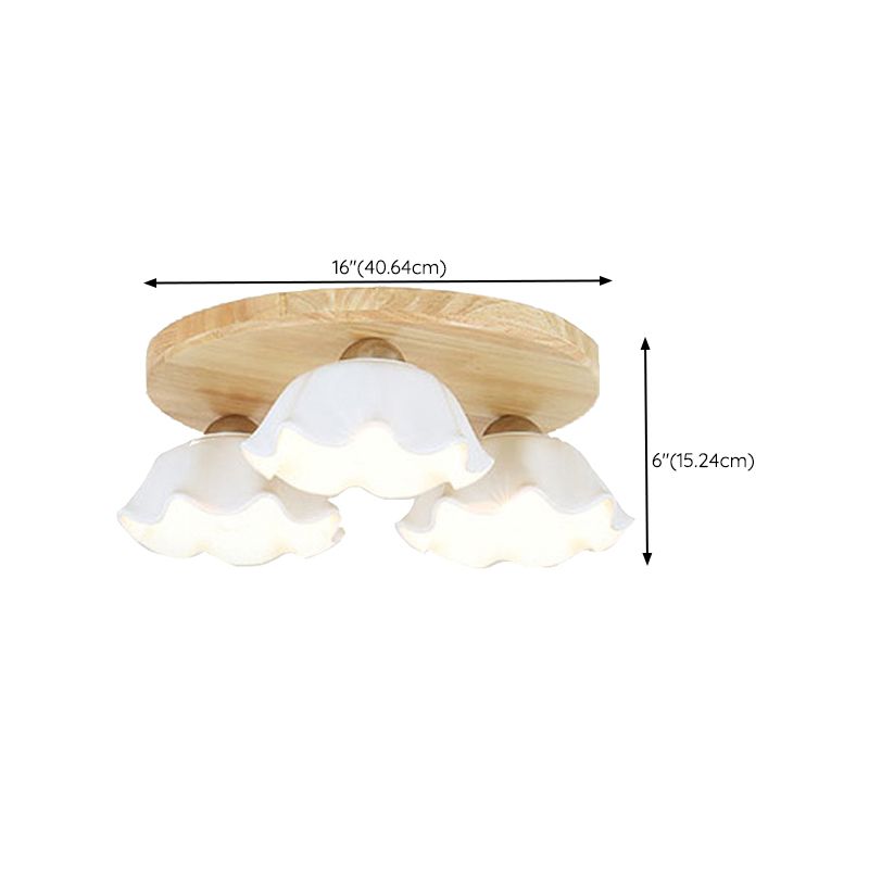 Ripples Shape Flush Light Modern Style Ceramic 3/5 Lights Flush Ceiling Light in White