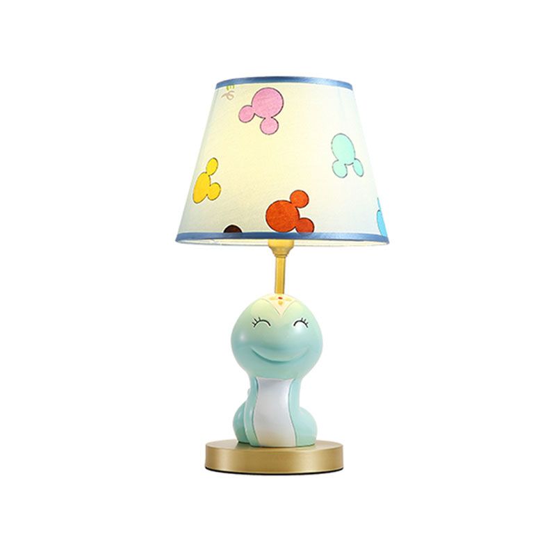 Cartoon Cute Snake Resin Night Lamp 1 Head Table Light with Shade in Blue for Kid's Bedside