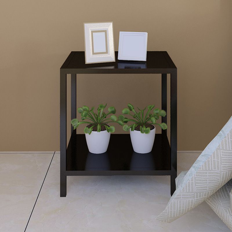 Metal Night Table Lower Shelf Accent Table Nightstand with Legs