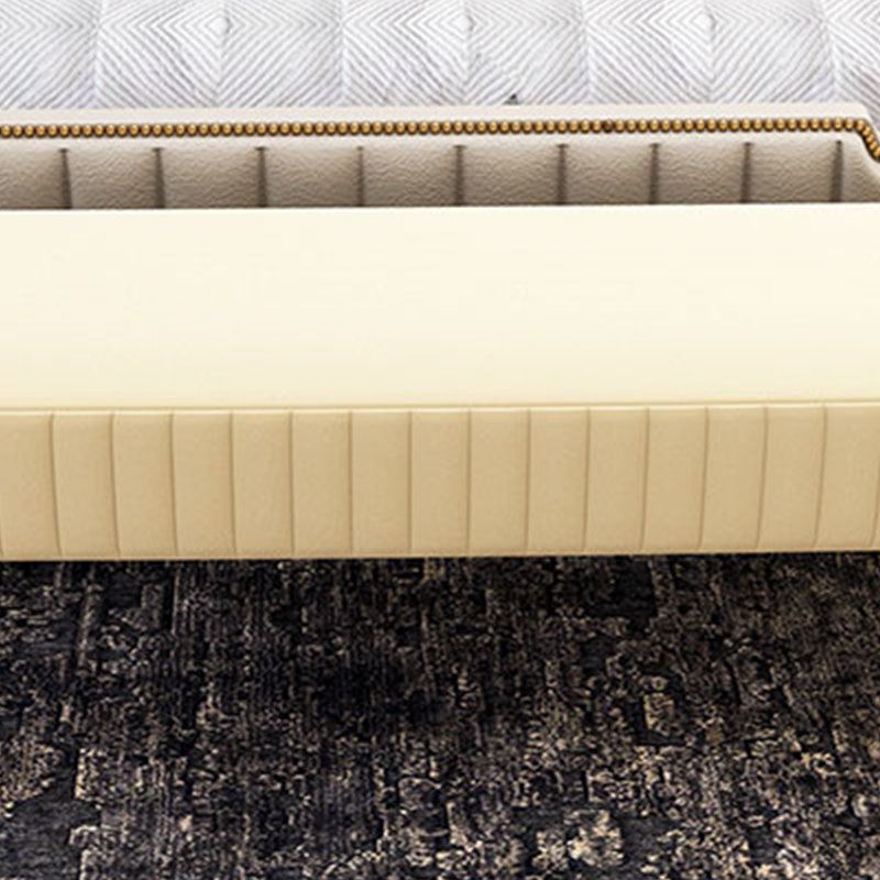 Contemporary Upholstered Bench Oval 16.5" Height Bedroom Bench with Metal Legs