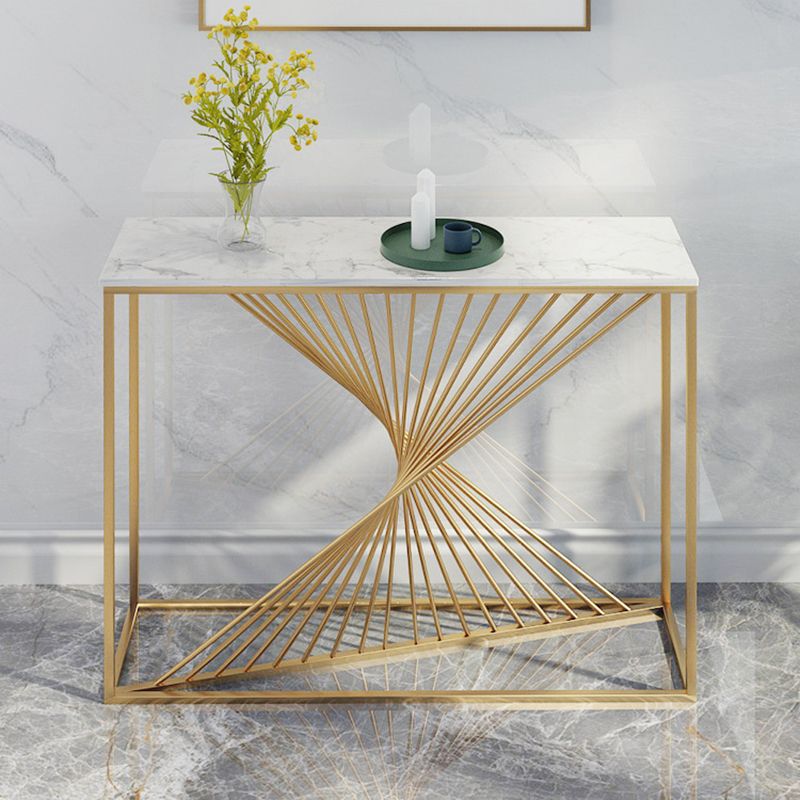 Glam Scratch Resistant Stain Resistant Rectangle Marble Frame Console