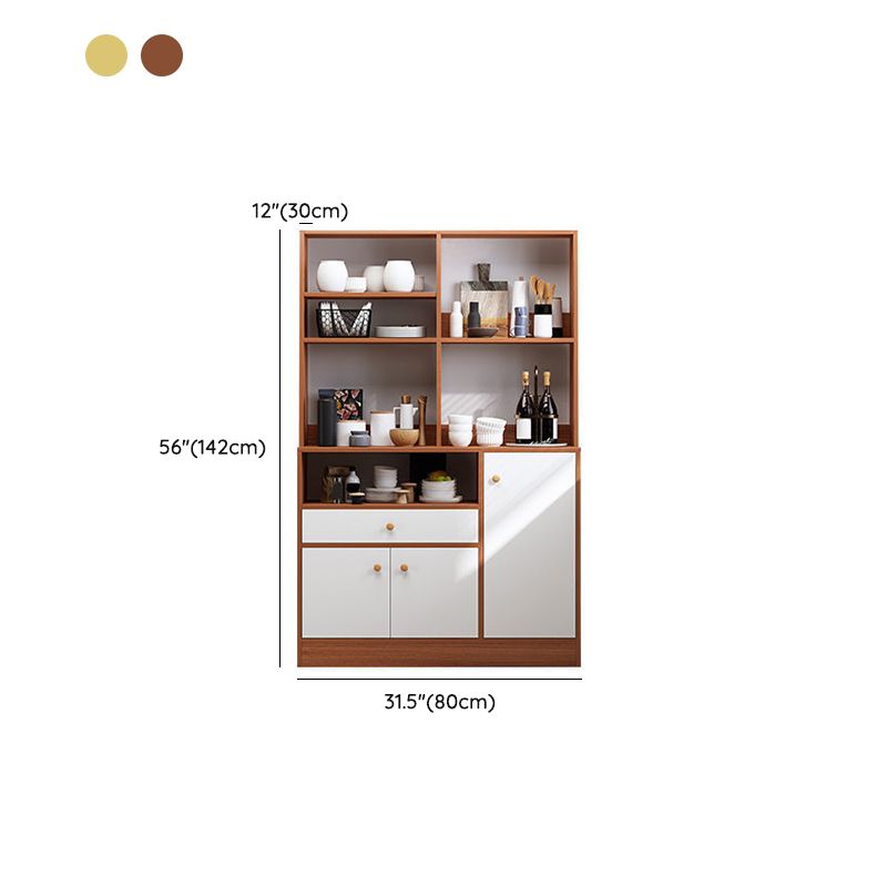 Wood Credenza Contemporary Style Server with Cabinets and Drawers