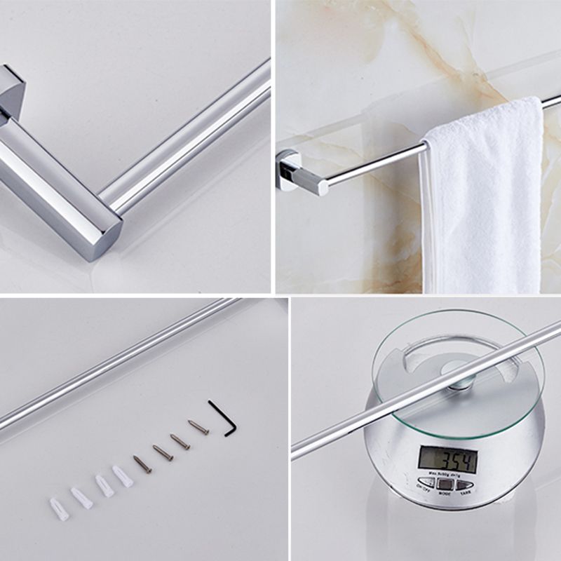 Contemporary Bathroom Accessories Hardware Set In Silver Metal