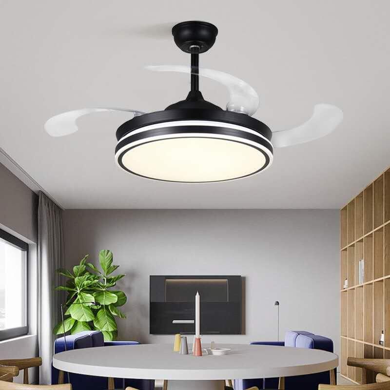 Modern Simple Iron Ceiling Fan Lamp Circle Shape LED Ceiling Fan Light for Bedroom