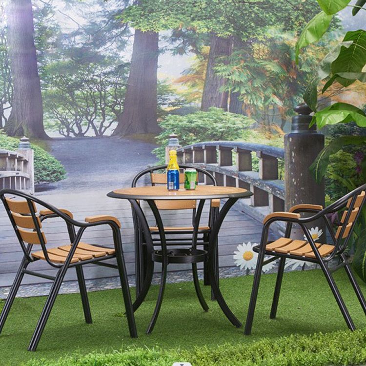 Modern Outdoor Bistro Chairs With Arm Steel Stacking Dining Armchair