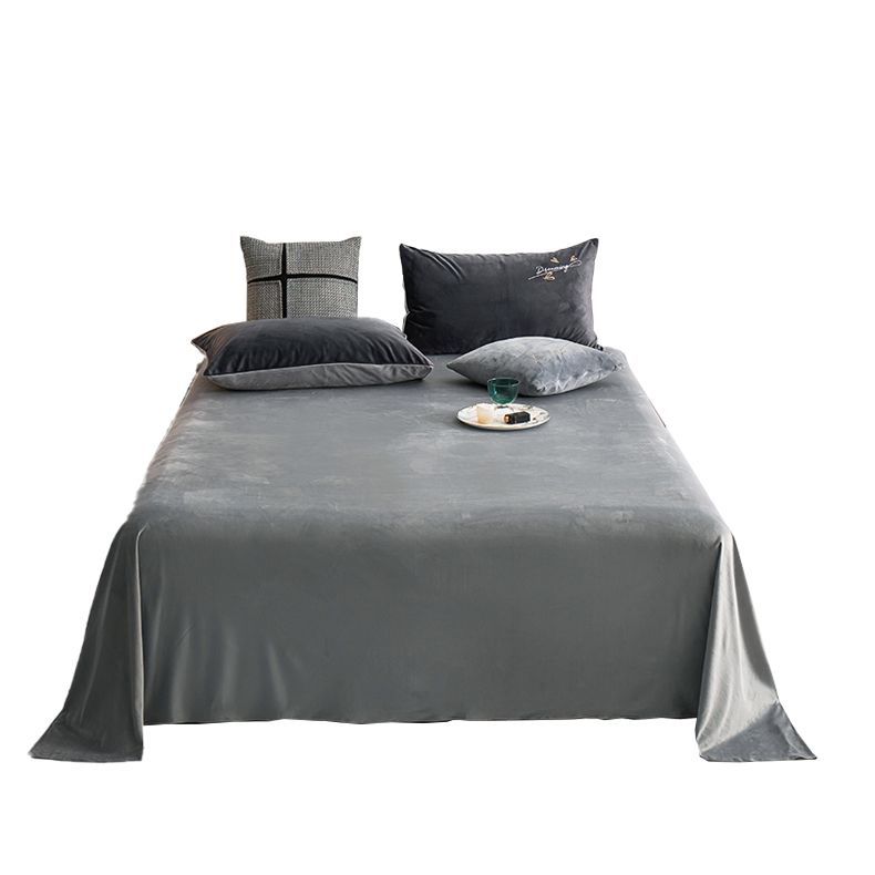 Fitted Sheet Flannel Solid Color Breathable Wrinkle Resistant Super Soft Bed Sheet Set