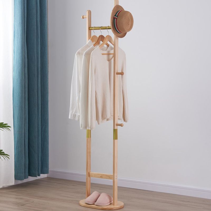 Solid Wood Coat Rack Hooks Hanging Rail Entryway Coat Hanger