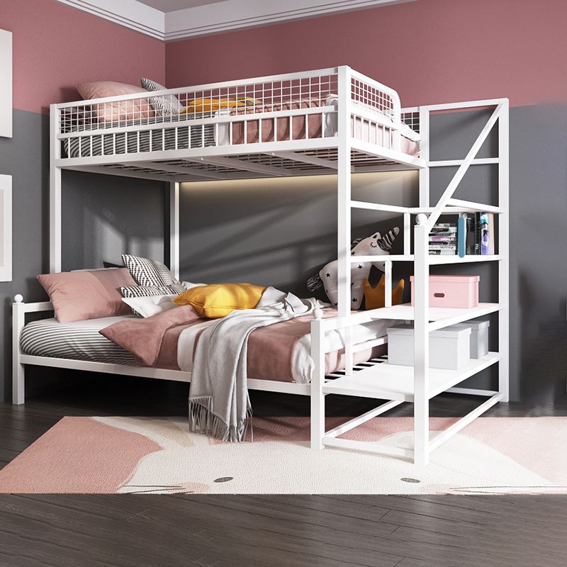 Scandinavian Bunk Bed Metal Slat Headboard Kid Bed with Staircase