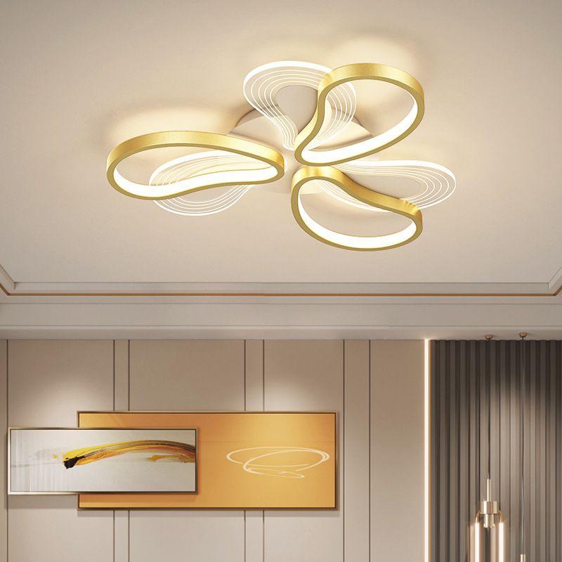 Metal Flower Shape Flush Ceiling Light Modern Style Multi Lights Flush Mount Lighting