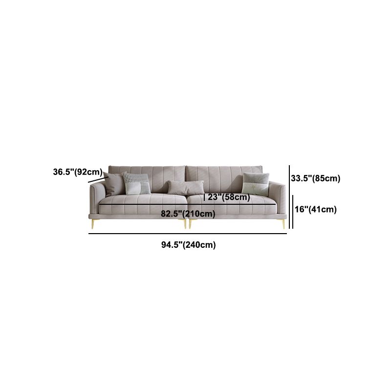 Contemporary Square Standard Arm Settee Couch with Pillows in Grey