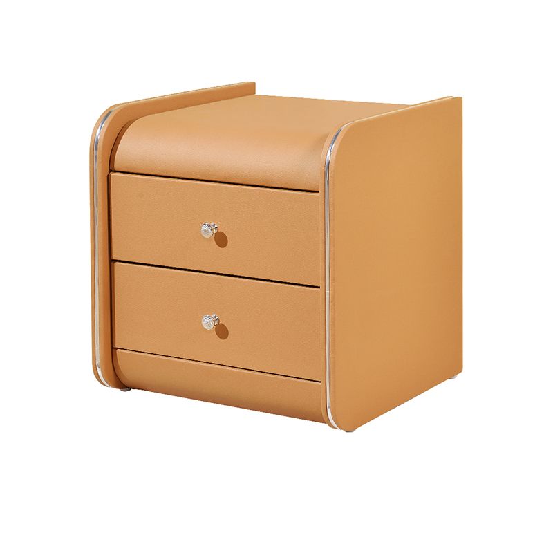 Rectangular 2 Drawers Nightstand Contemporary 18.9" H Night Table