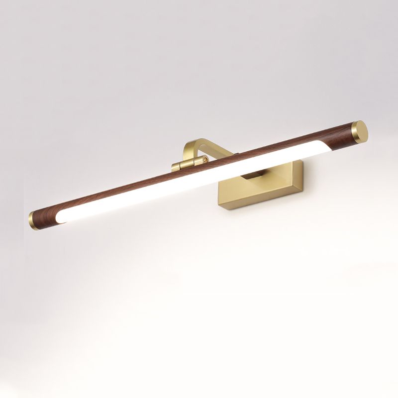 Linear Shade Metal Wall Sconce Modern Style 1 Light Mirror Wall Mounted Light in Brown