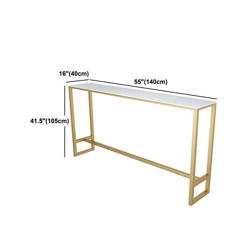 Stone Bar Dining Table Glam Rectangle Bar Table with Trestle Pedestal for Kitchen