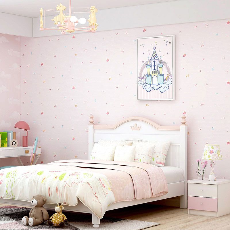 Cute Prince Style Wallpaper Roll for Girl's Bedroom Decoration in Soft Color, Non-Pasted, 33'L x 20.5"W