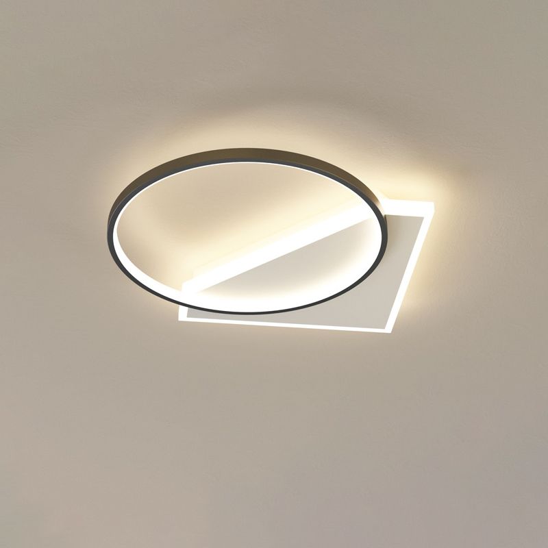 Acrylic 2-Light Ceiling Light in Modern Style Geometric Flush Mounted in Black and White